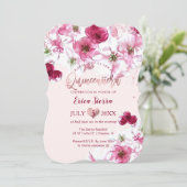 PixDezines Quinceñera/Dunkle Kirschblüten Einladung (Stehend Vorderseite)