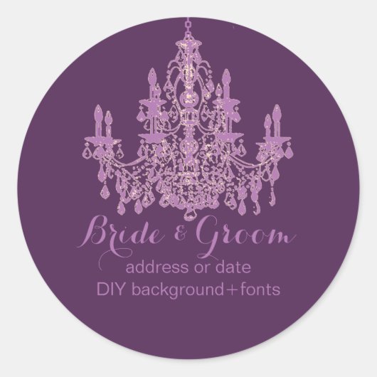 PixDezines Radiant Orchid Kronleuchter Runder Aufkleber (Vorderseite)