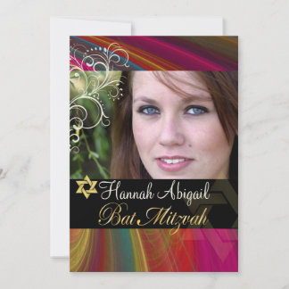 PixDezines Rainbow Bat Mitzvah Invites Einladung