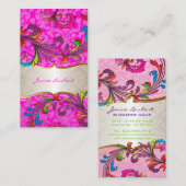 PixDezines Rainbow-Wirbel+Flora-Damast/Deichfarbe Visitenkarte (Vorne/Hinten)