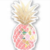PixDezines Raspberry Aloha Ananas, Imitate Gold Aufkleber (Vorderseite)