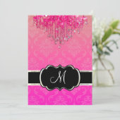 PixDezines Raspberry Khandelier+Vendome Damask/12x Einladung (Stehend Vorderseite)