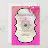 PixDezines Raspberry Khandelier+Vendome Damask/12x Einladung (Rückseite)