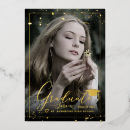 PixDezines Real Gold Foil Calligraphy Abschluss Folieneinladung