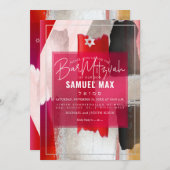 PixDezines Red Black Watercolor Bar Mitzvah Einladung (Vorne/Hinten)