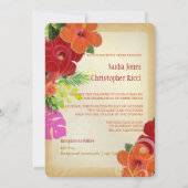 PixDezines red+orange Hibiskus+monstera Einladung (Rückseite)