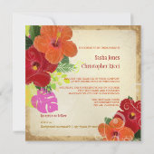 PixDezines red+orange Hibiskus+monstera Einladung (Rückseite)