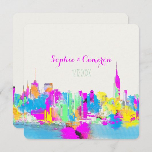 PixDezines Regenbogen/NYC/DIY Hintergrundfarbe Einladung (Vorne/Hinten)