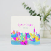 PixDezines Regenbogen/NYC/DIY Hintergrundfarbe Einladung (Stehend Vorderseite)