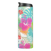 PixDezines Regenwald/Hibiskus/Orange/Gelb/Blau Thermosbecher (Nach rechts gedreht)