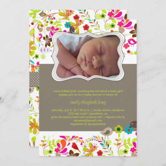 PixDezines Retro-Baum/DIY-Hintergrund+Schriftart Einladung (Vorne/Hinten)