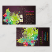 PixDezines Retro-Blüte + Merlot Visitenkarte (Vorne/Hinten)