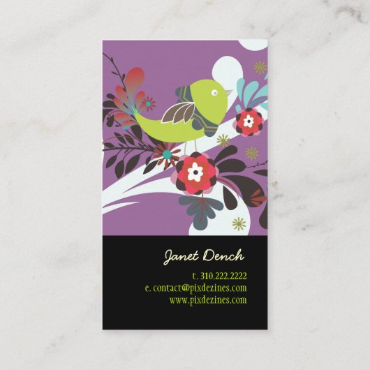 PixDezines Retro Chicks/DIY Hintergrundfarbe Visitenkarte (Rückseite)