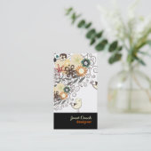 PixDezines Retro-Chicks+Spiralen Visitenkarte (Stehend Vorderseite)