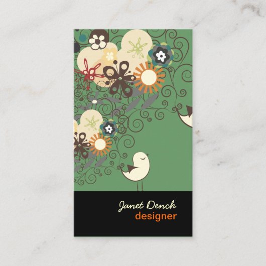 PixDezines RETRO CHICKS+SPIRALS/DIY Farben! Visitenkarte (Vorderseite)