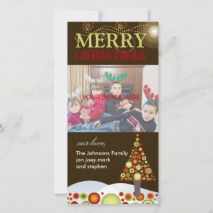 PixDezines Retro Christmas Ornaments Tree Feiertagskarte