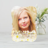 PixDezines Retro DaisiesFoto/Bat Mitzvah Einladung (Stehend Vorderseite)