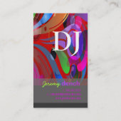 PixDezines Retro DJ+disco Wirbel Visitenkarte (Rückseite)