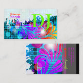 PixDezines Retro DJ+disco Wirbel Visitenkarte (Vorne/Hinten)