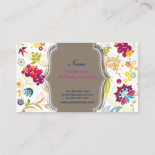 PixDezines Retro Flora/DIY Hintergrundfarbe Visitenkarte (Rückseite)