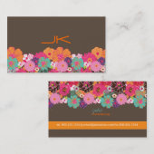 PixDezines Retro Floral ~ Alegre/Deue Hintergrund Visitenkarte (Vorne/Hinten)