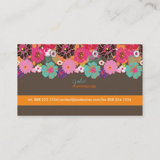 PixDezines Retro Floral ~ Alegre/Deue Hintergrund Visitenkarte (Rückseite)