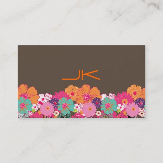 PixDezines Retro Floral ~ Alegre/Deue Hintergrund Visitenkarte (Vorderseite)