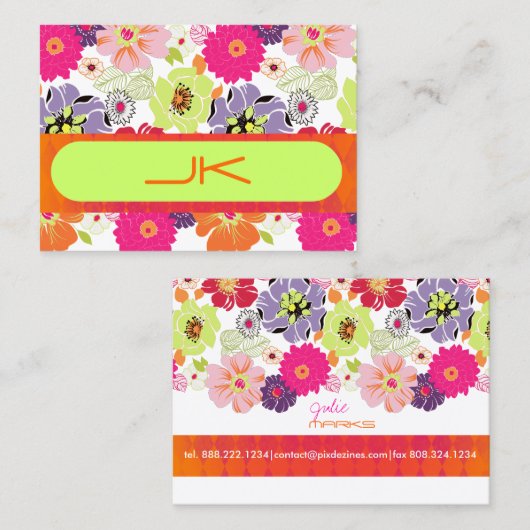 PixDezines Retro Floral ~ Alegre Visitenkarte (Vorne/Hinten)