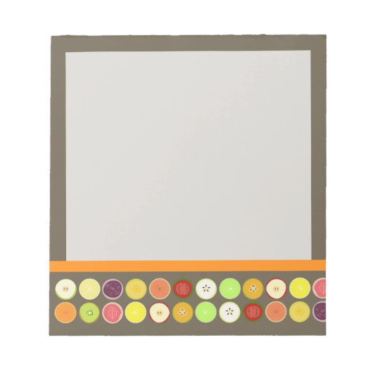 PixDezines Retro Fruchtsaft/Degenkorb Notizblock (Vorderseite)