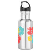 PixDezines Retro-Hibiskus/digitale Wasserfarbe Trinkflasche (Rückseite)