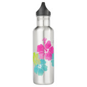 PixDezines Retro-Hibiskus Edelstahlflasche (Links)