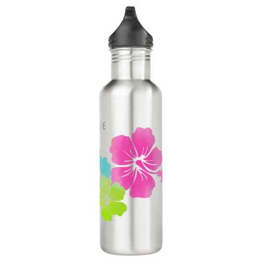 PixDezines Retro-Hibiskus Edelstahlflasche (Rechts)