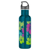 PixDezines Retro-Hibiskus Edelstahlflasche (Rückseite)