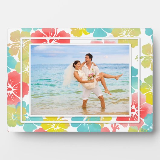 PixDezines Retro-Hibiskus Fotoplatte (Vorderseite)