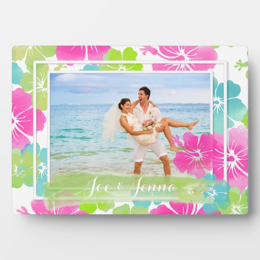 PixDezines Retro-Hibiskus Fotoplatte (Vorderseite)