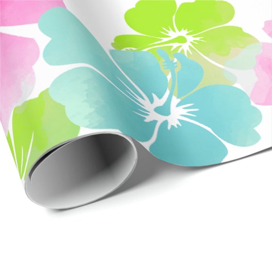 PixDezines Retro-Hibiskus Geschenkpapier (Rolleneckpunkt)