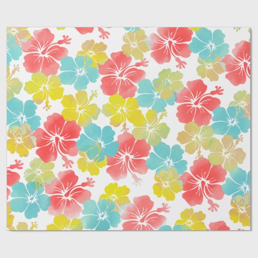 PixDezines Retro-Hibiskus Geschenkpapier (Flach)