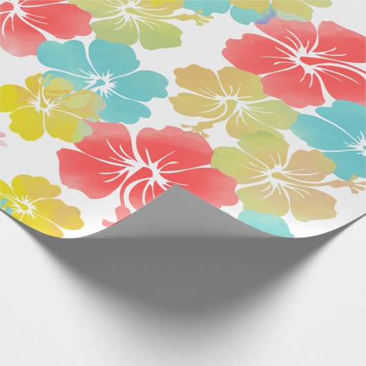 PixDezines Retro-Hibiskus Geschenkpapier (Ecke)