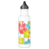 PixDezines Retro-Hibiskus/orange/blau/gelb Edelstahlflasche (Links)