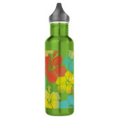 PixDezines Retro-Hibiskus/orange/blau/gelb Trinkflasche (Links)