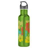 PixDezines Retro-Hibiskus/orange/blau/gelb Trinkflasche (Rückseite)
