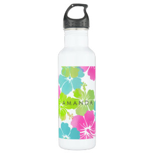 PixDezines retro Hibiskus Trinkflasche