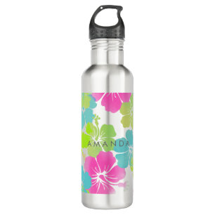 PixDezines retro Hibiskus Trinkflasche