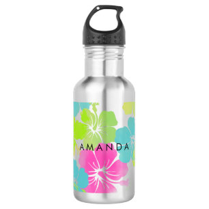 PixDezines retro Hibiskus Trinkflasche