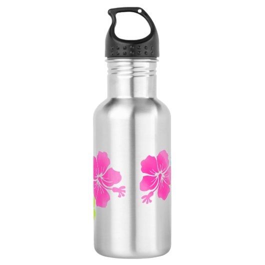 PixDezines Retro-Hibiskus/Wasserfarbe Trinkflasche (Rückseite)