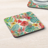 PixDezines Retro Hyper H2 Hawaii Florales Blattwer Getränkeuntersetzer (Linke Seite)