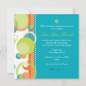 PixDezines Retro Mod Bubbles, Bat Mitzvah/aquamari Einladung (Rückseite)