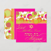 PixDezines Retro-Mod-Bubbles, Bat Mitzwa Einladung (Vorne/Hinten)