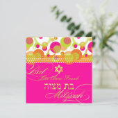 PixDezines Retro-Mod-Bubbles, Bat Mitzwa Einladung (Stehend Vorderseite)