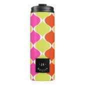 PixDezines Retro Mod Ogee, grün rosa Orange Thermosbecher (Vorderseite)